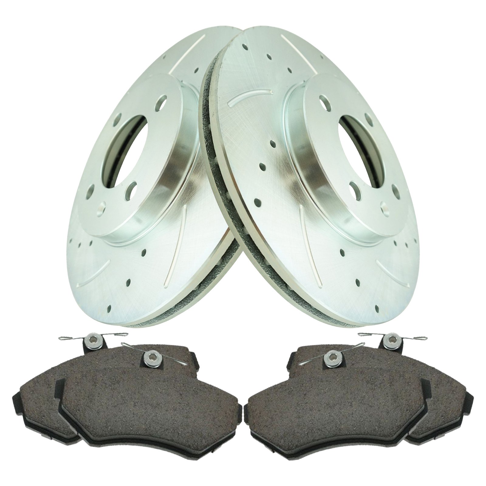 High-Performance Front Ceramic Brake Pads & Drilled Slotted Rotors Kit for VW Golf Jetta - Perfect for Racing, Daily Driving & Enhanced Stopping Power