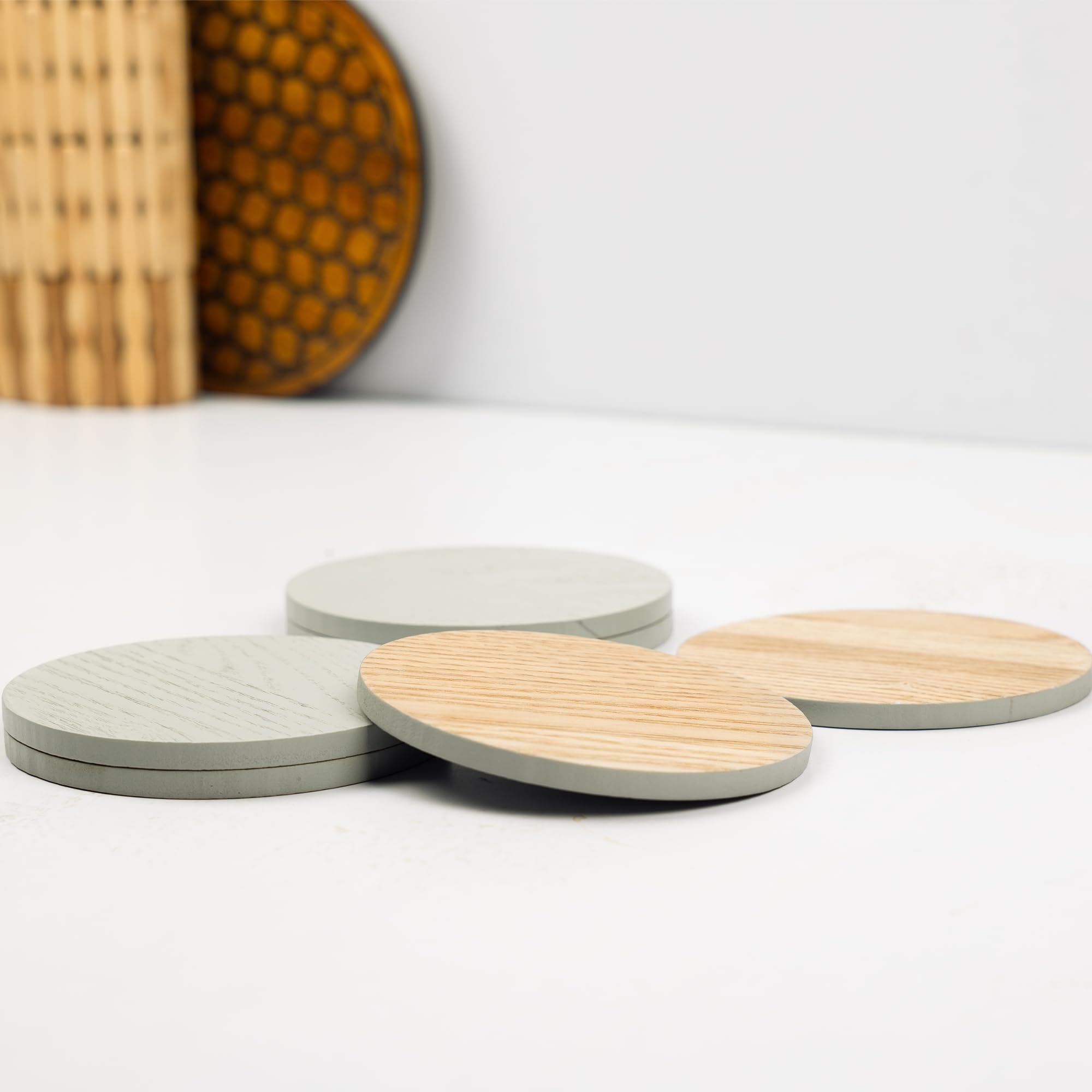 Anko 6-Piece Round MDF Coasters Set | Reversible Absorbent Coasters for Coffee, Tea, Mugs & Glasses | 10cm Grey Table Protectors | Perfect for Dining Tables, Coffee Shops & Home Decor