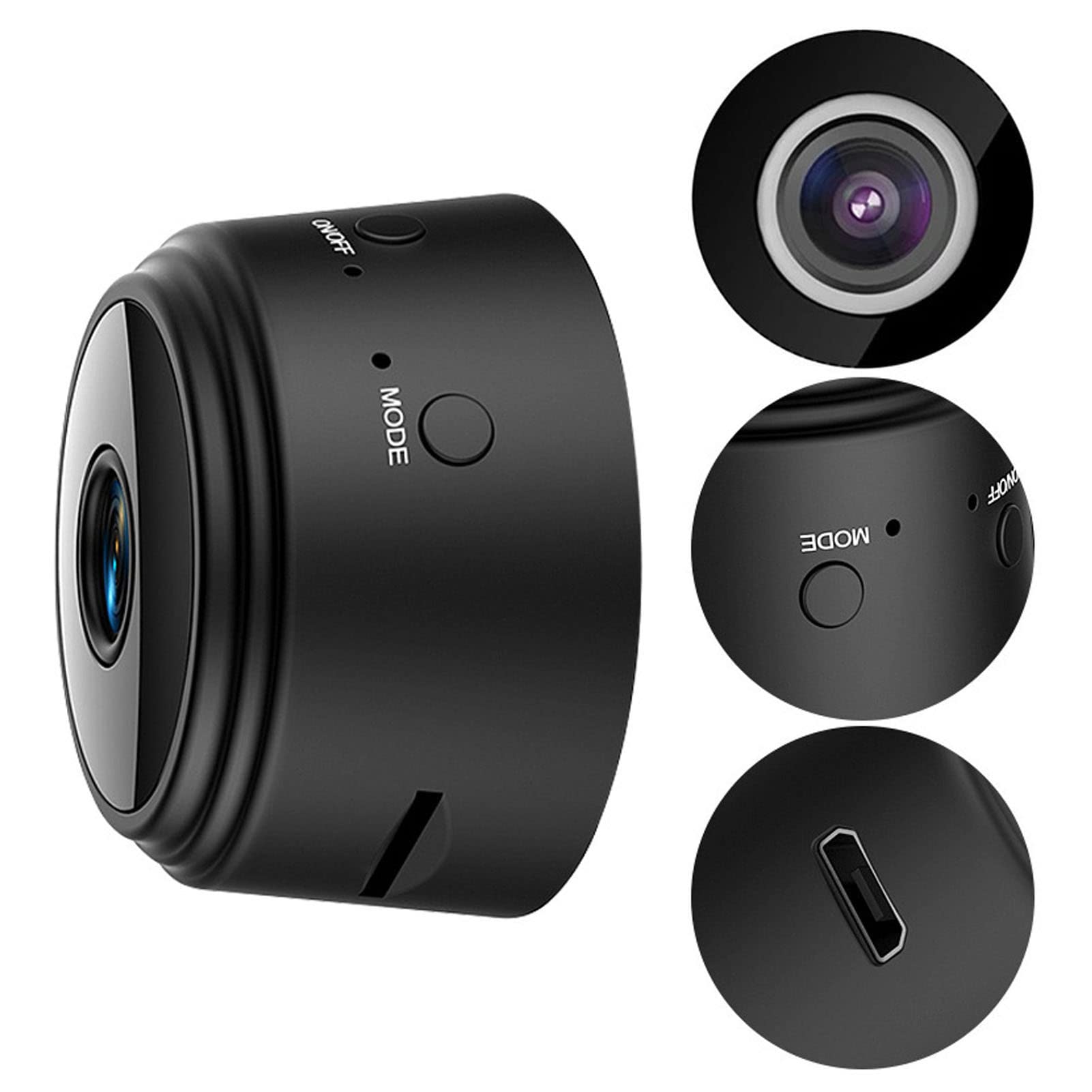 A9 WiFi Indoor Security Camera - 1080P HD Wireless Pet & Baby Monitor with Magnetic Mount - Mini Home Surveillance Camera (Black) for Nursery, Pet Room & Office Monitoring
