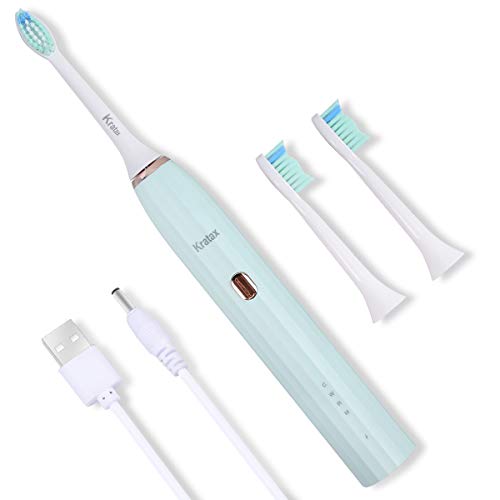 Kratax Sonic Electric Toothbrush - Ultra Quiet Smart Travel Toothbrush with 4 Cleaning Modes, IPX7 Waterproof & USB Rechargeable - Perfect for Home, Travel & Daily Oral Care (Blue)