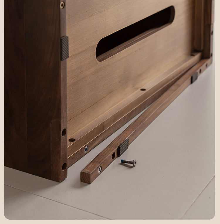 Solid Oak & Black Walnut Wood TV Stand - Rustic Modern Entertainment Center for Living Room, Home Theater & Media Storage
