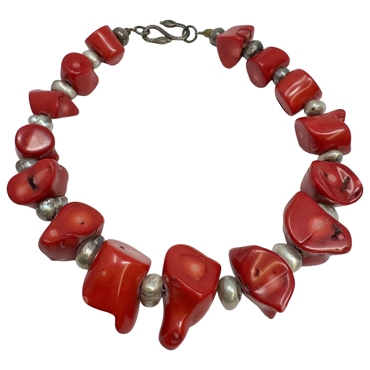 Elegant Coral and Baroque Pearl Choker Necklace - Vintage Inspired Jewelry for Women - Perfect for Weddings, Parties & Special Occasions