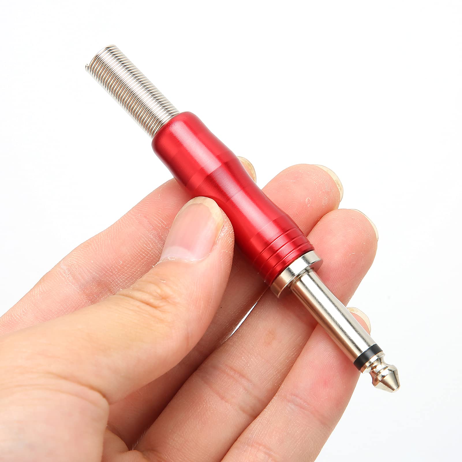6.35mm Guitar Cable Adapter - Nickel Plated DIY Audio Jack Connector for Electronic Keyboard, Home Studio & Live Performance (Red)