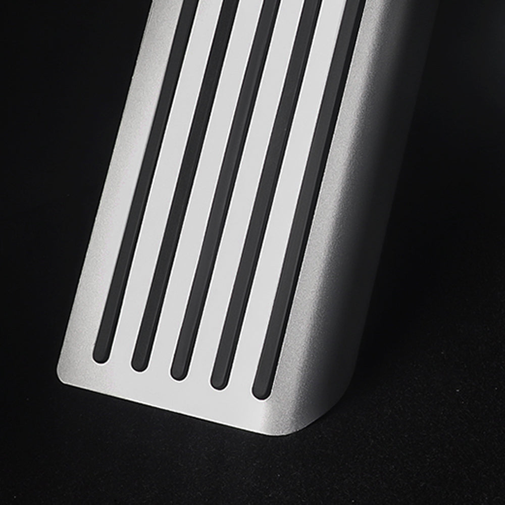 EVBASE Non-Slip Brake Pedal Covers for Tesla Model 3 & Y - Silver Aluminum Alloy Anti-Slip Foot Pedals | Tesla Accessories | Perfect for Driving Safety & Interior Customization