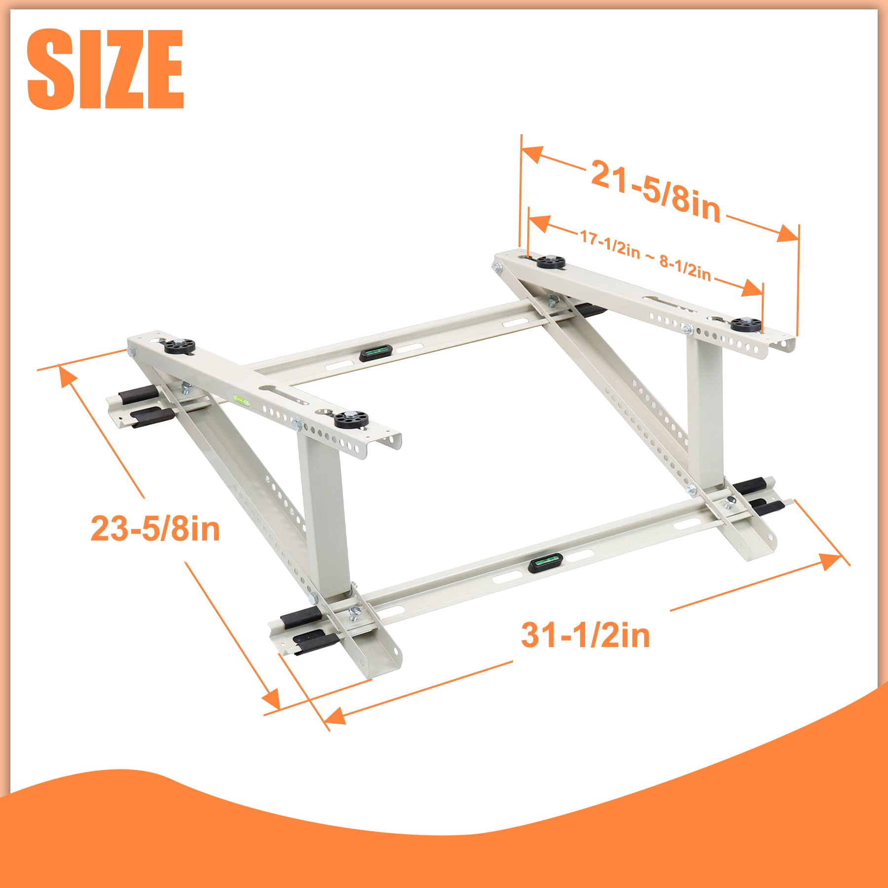 Universal Rooftop Mount Bracket for Ductless Mini Split AC/Heat Pump - Adjustable Angle Design Fits 9000-24000 BTU Condenser Units - Stable Leveling Solution for Home & Commercial HVAC Installation