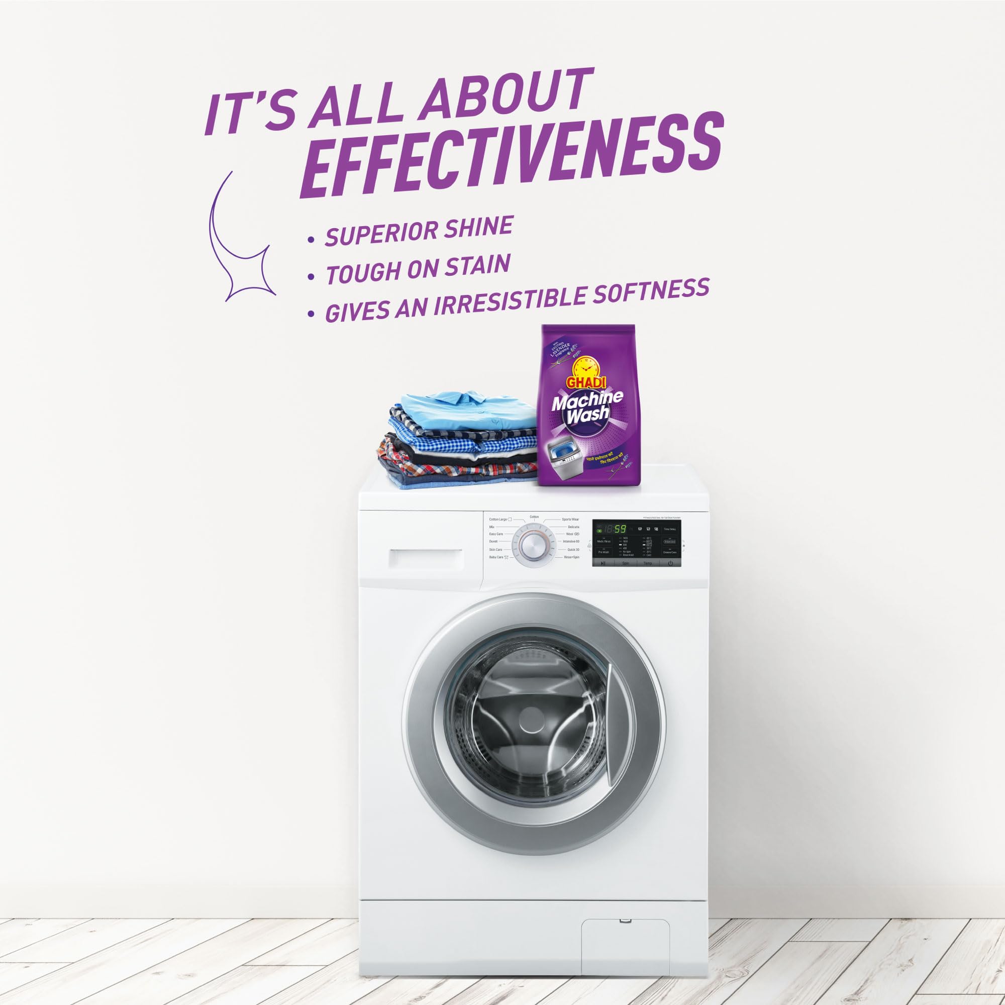 Ghadi Detergent Powder 1KG - Machine Wash Laundry Soap for Stains & Odor Removal - Ideal for Home, Laundromat & Travel Use