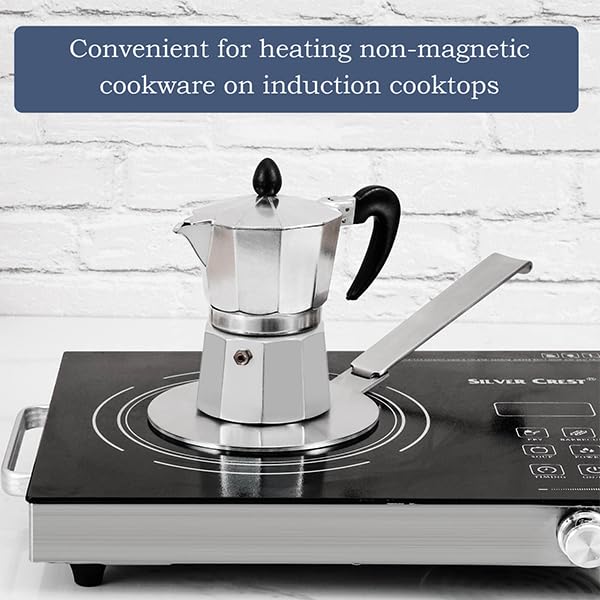 ACTIV CUISINE 9.45 Inch Stainless Steel Heat Diffuser Plate for Electric, Gas & Induction Stoves - Removable Handle, Cookware Protector for Pots & Pans - Perfect for Even Heating on Glass Cooktops, Camping & RV Cooking