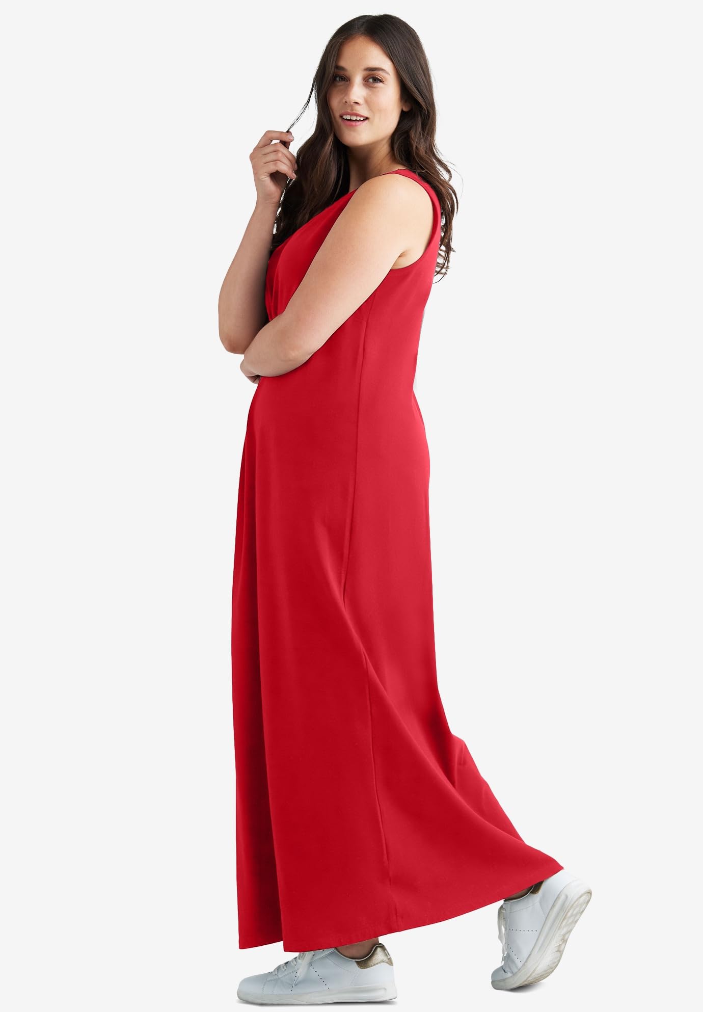 Ellos Women's Plus Size Sleeveless Knit Maxi Dress - Flowy Summer Beach Dress for Vacation, Party & Casual Wear
