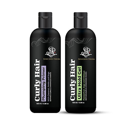 Best Curly Hair Enhancing Combo Set - Plumping Primer & Ultra Hold Hair Gel for Defined Curls | Natural Hair Care with Vitamin B, E & Dragon Fruit Extract | Frizz Control & Long-Lasting Hold | Perfect for Daily Styling, Special Occasions & Curly Hair Maintenance