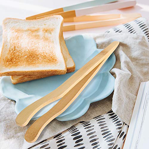 Hysagtek 8-Pack Bamboo Toast Tongs - 7.08 Inch Wooden Serving Utensils for Bread, Pickles, Tea & Meat - Perfect for Toaster, Cooking, BBQ & Kitchen Serving