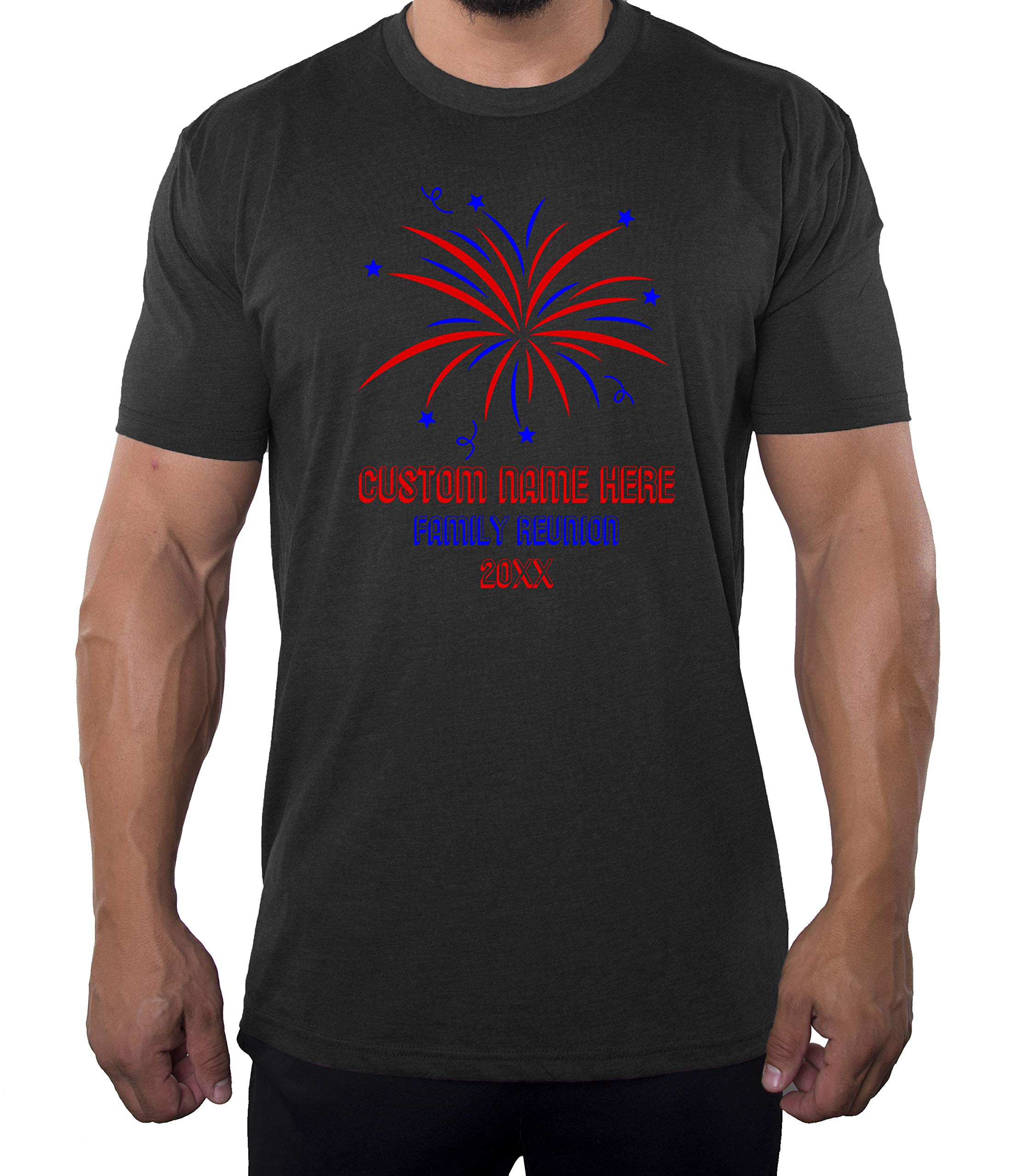 Personalized Fireworks Name T-Shirts for Men - Custom Family Reunion Tees - Perfect for Family Gatherings, Parties & Special Events