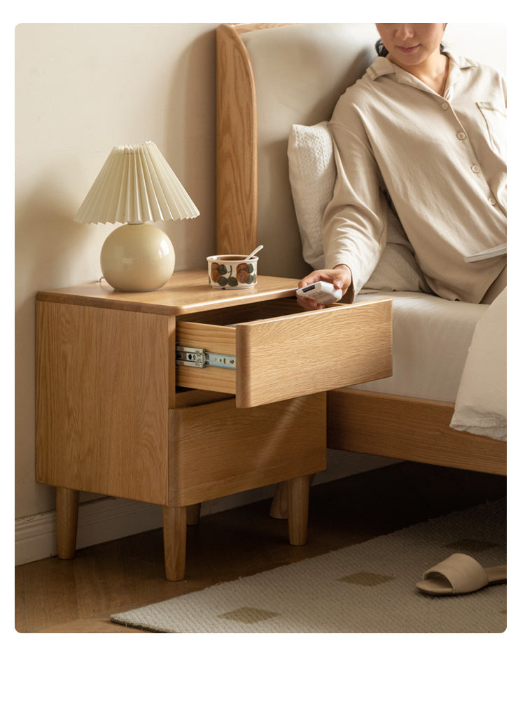 Solid Oak Wood Nightstand - Modern Bedside Table with Drawer for Bedroom, Living Room, or Guest Room - Durable & Stylish Home Furniture