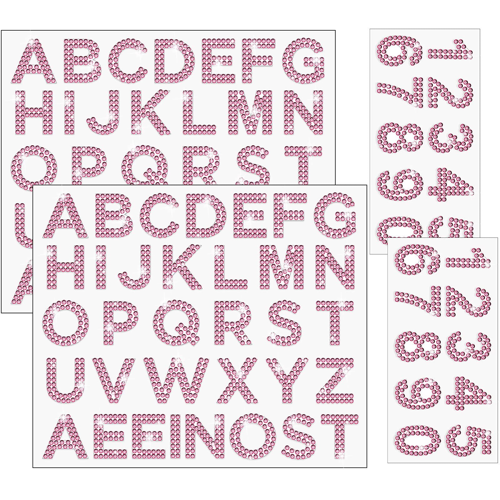 88 Pieces Self-Adhesive Rhinestone Alphabet & Number Stickers - Shiny Glitter Letters for DIY Crafts, Scrapbooking, Cards, Nail Art (Pink) - Perfect for Home Decor, Gift Wrapping & Party Supplies