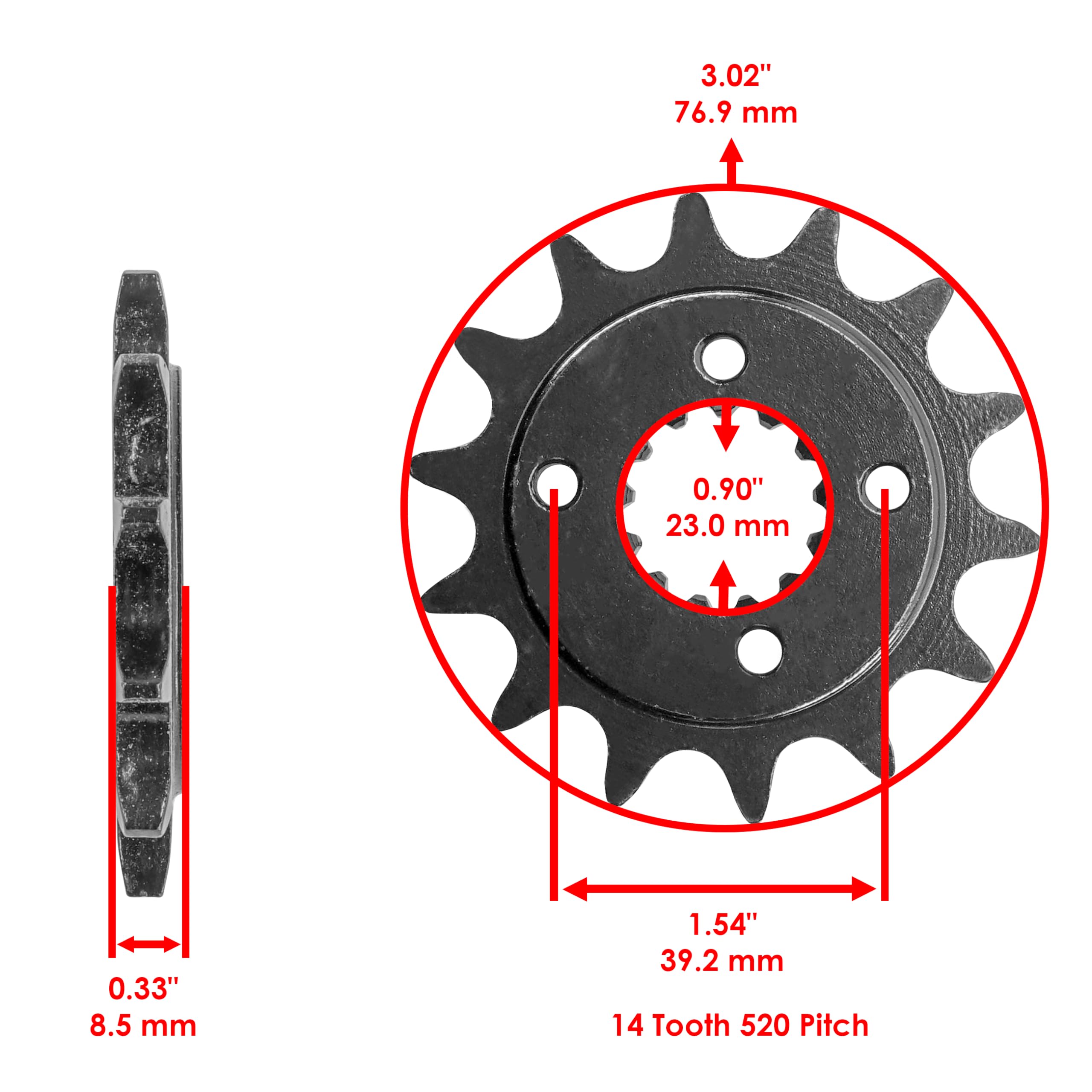 Caltric 14T Front Drive Chain Sprocket for Honda XR600R 1991-2000 - Durable Motorcycle Replacement Part for Off-Road & Trail Riding