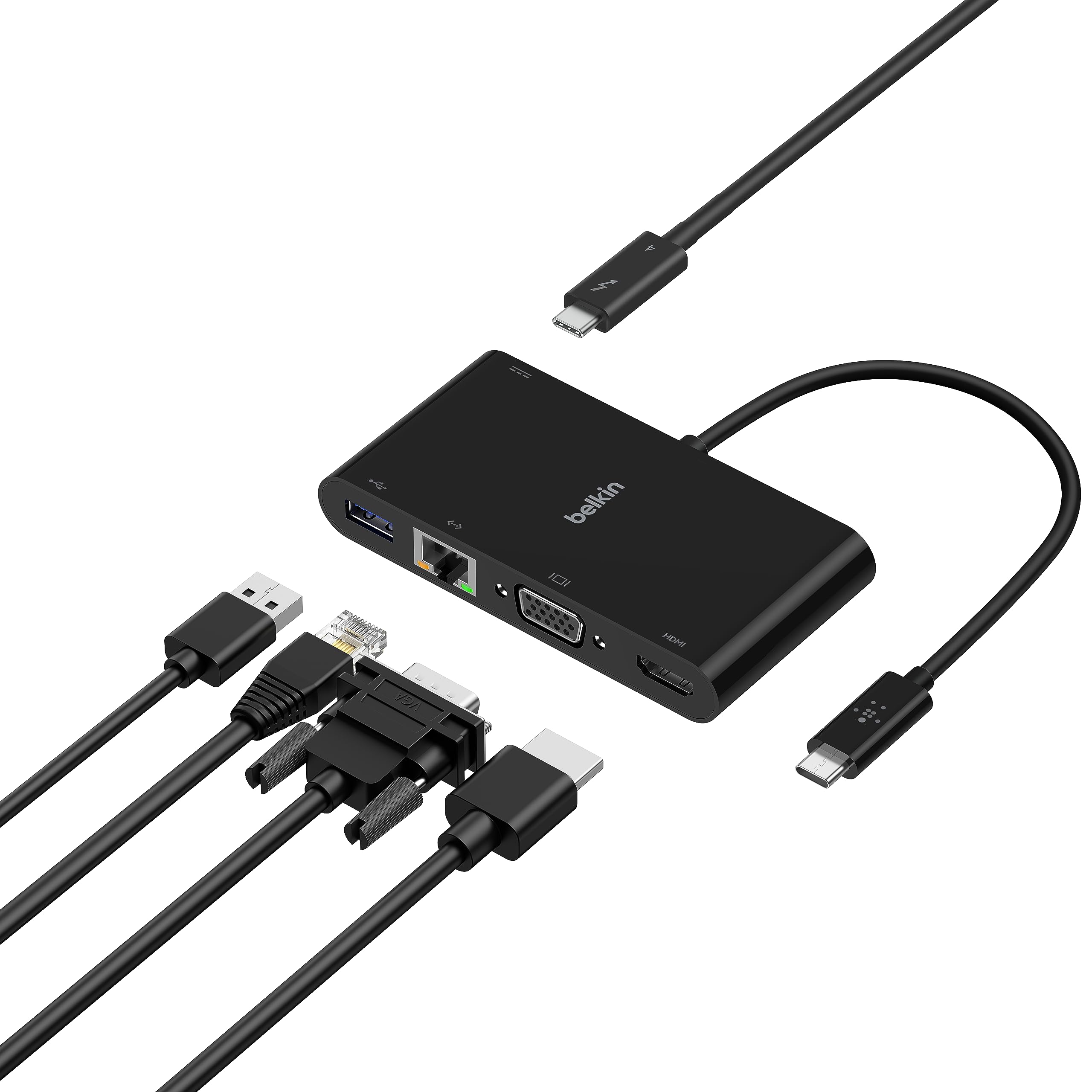 Belkin USB-C Multimedia Adapter Hub with VGA, 4K HDMI, USB 3.0 & Ethernet Ports - 100W Power Delivery for MacBook Pro, iPad Pro, Surface Pro, Chromebook - Perfect for Home Office, Remote Work & Multi-Screen Setup