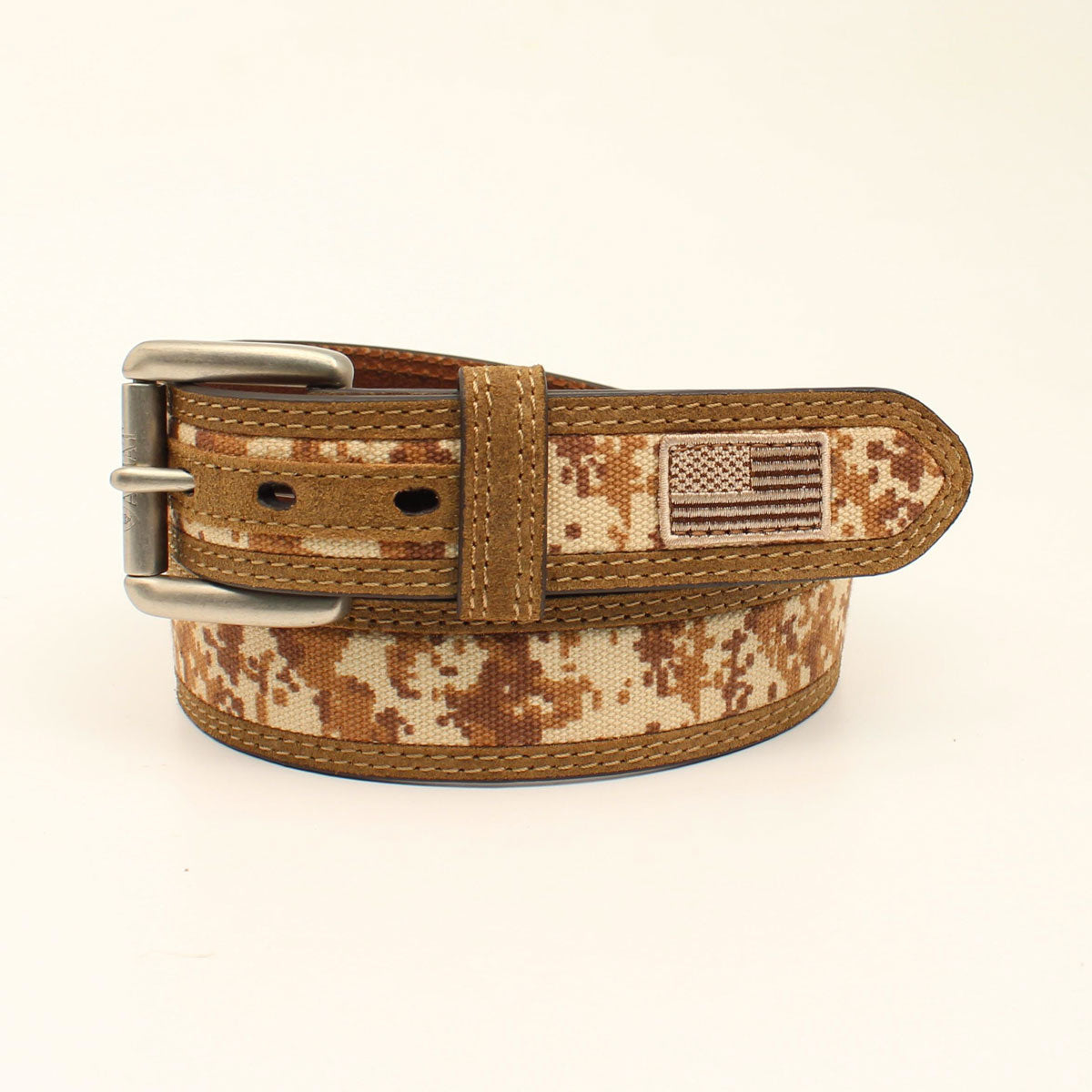 Ariat Men's Belt with Digital Camo and USA Flag Design - Durable Western Style Belt for Casual Wear, Work & Outdoor Activities