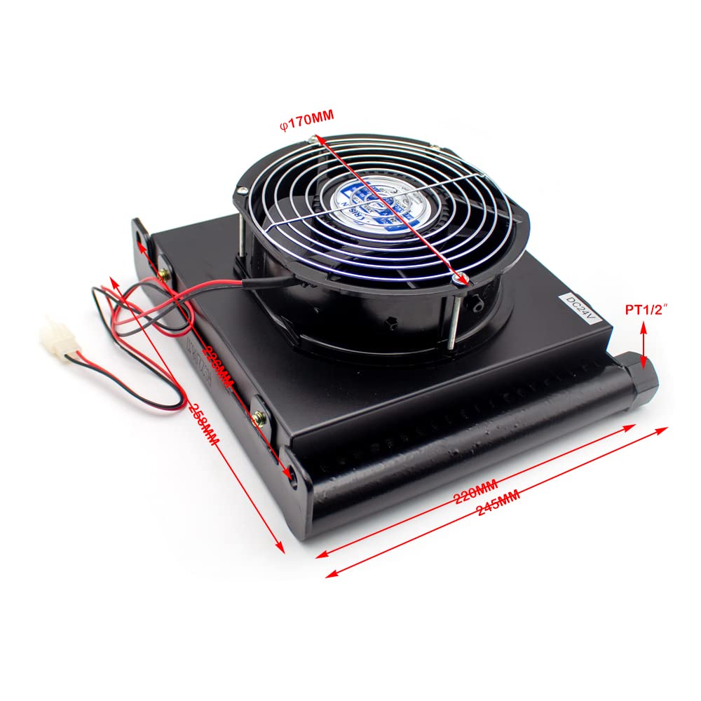 25L/MIN Hydraulic Oil Cooler - Aluminum Alloy Air Cooler Radiator with 3Mpa Pressure & DC 24V for Heavy Machinery, Construction Equipment & Industrial Applications (Model AJ1025T-CA)