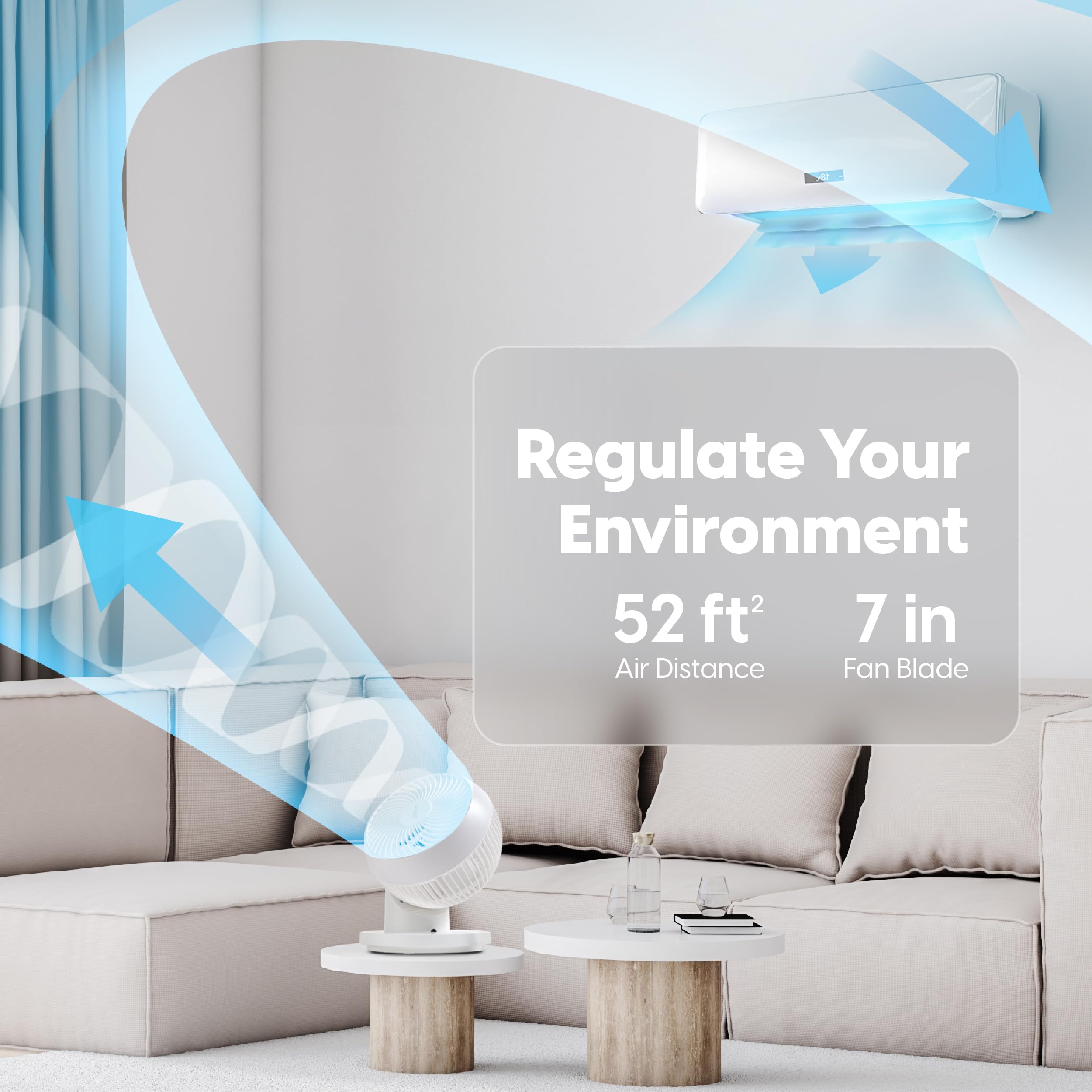 IRIS USA WOOZOO 13-Inch Oscillating Desk Fan with Remote Control - 360° Rotation, 3 Speed Settings, 52ft Airflow, Ultra Quiet Motor - Perfect for Home Office, Bedroom & Dorm Room Cooling (White, Model 500901)