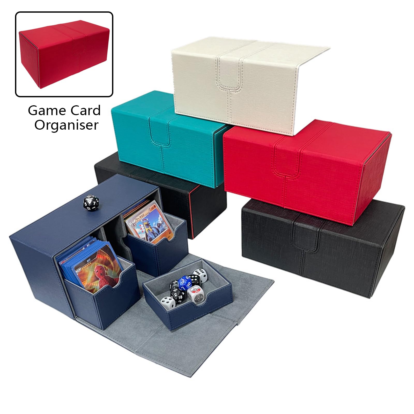 Premium PU Leather Playing Card Storage Box - Durable Deck Holder for Poker, MTG, Yu-Gi-Oh & Collectible Cards | Portable Card Case for Travel, Game Nights & Organized Storage