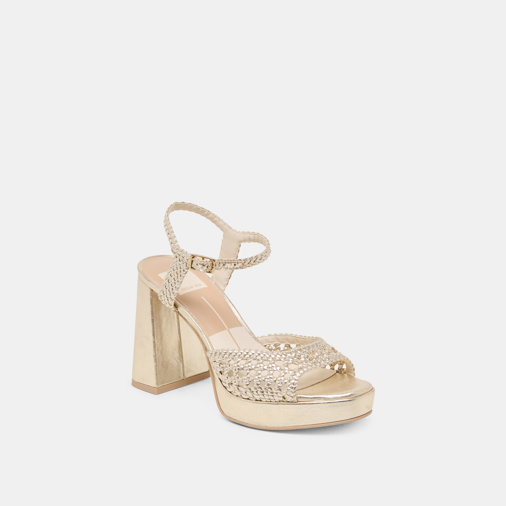 Peyten Heels Light Gold Woven Stella - Women's Fashion High Heel Sandals for Parties, Weddings & Evening Events | Comfortable & Stylish Footwear
