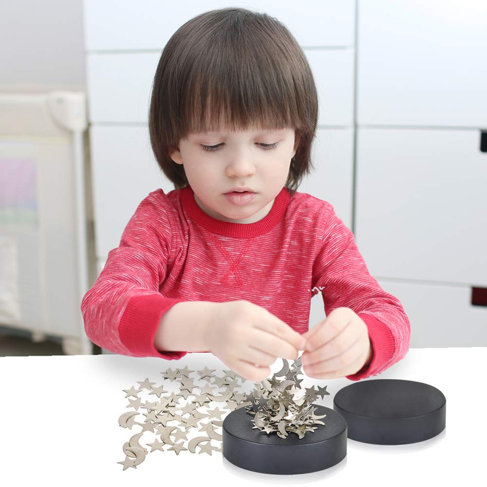 ArtCreativity Magnetic Moons & Stars Sculpture Set (2-Piece) - Stress Relief Fidget Toys for Adults & Kids, Fun Office Desk Decor, Educational STEM Toys - Perfect for Stocking Stuffers, Home Decor & Classroom Learning