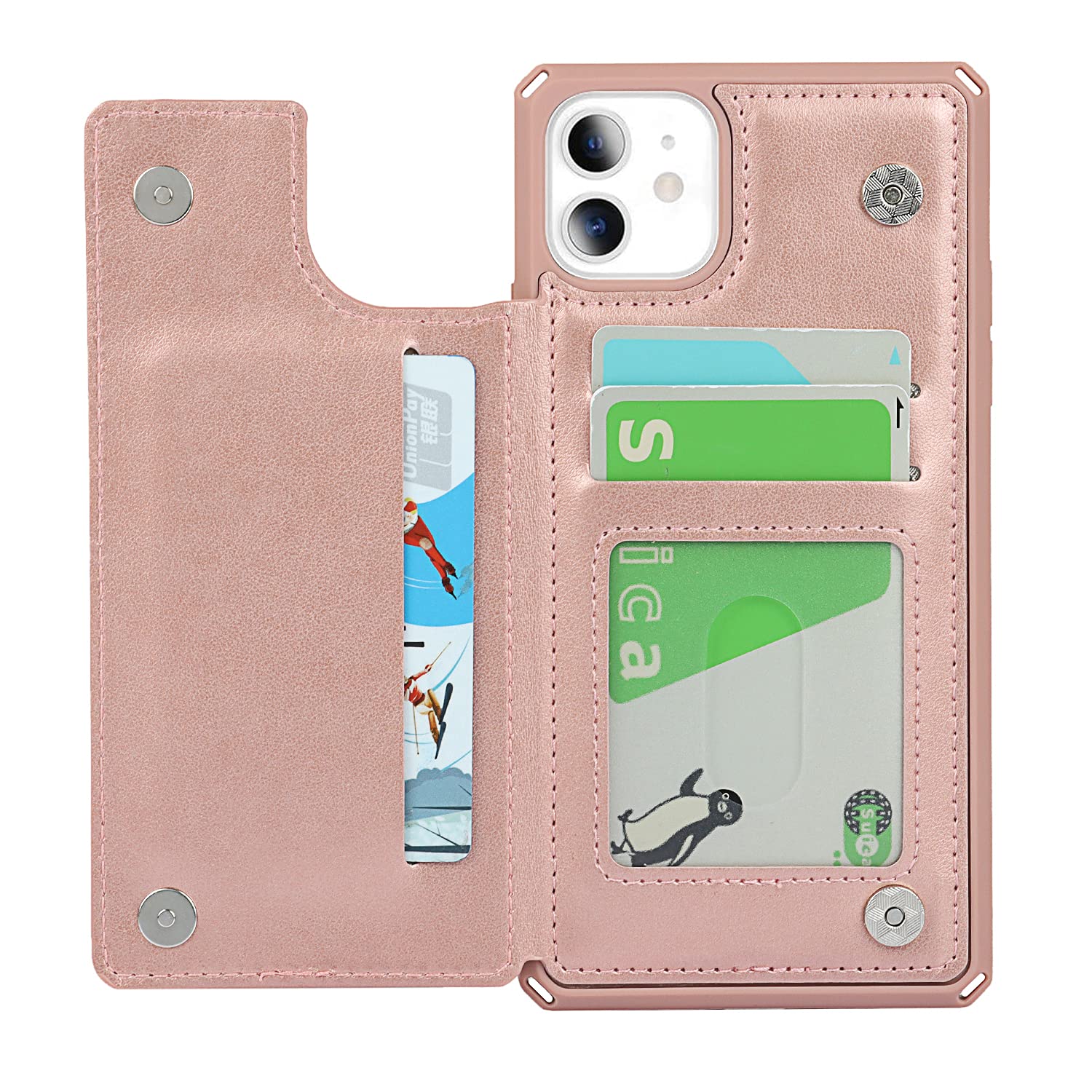 Premium Leather Shockproof iPhone 11 Case with Credit Card Holder & Wallet Slot - 6.1