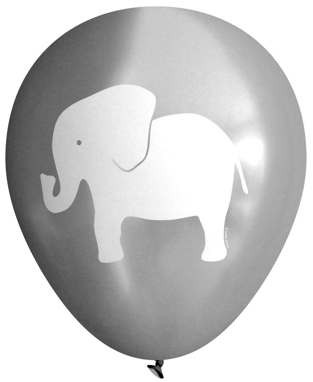 Nerdy Words Elephant Balloons - 16 Pack Grey Latex Balloons for Birthday Parties, Baby Showers & Decorations