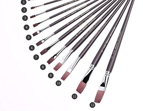 12Pcs Artist Paint Brush Set - Nylon Hair, Wooden Black Handle - Watercolor, Acrylic & Oil Painting Brushes - Professional Art Supplies for Canvas, Paper & DIY Crafts