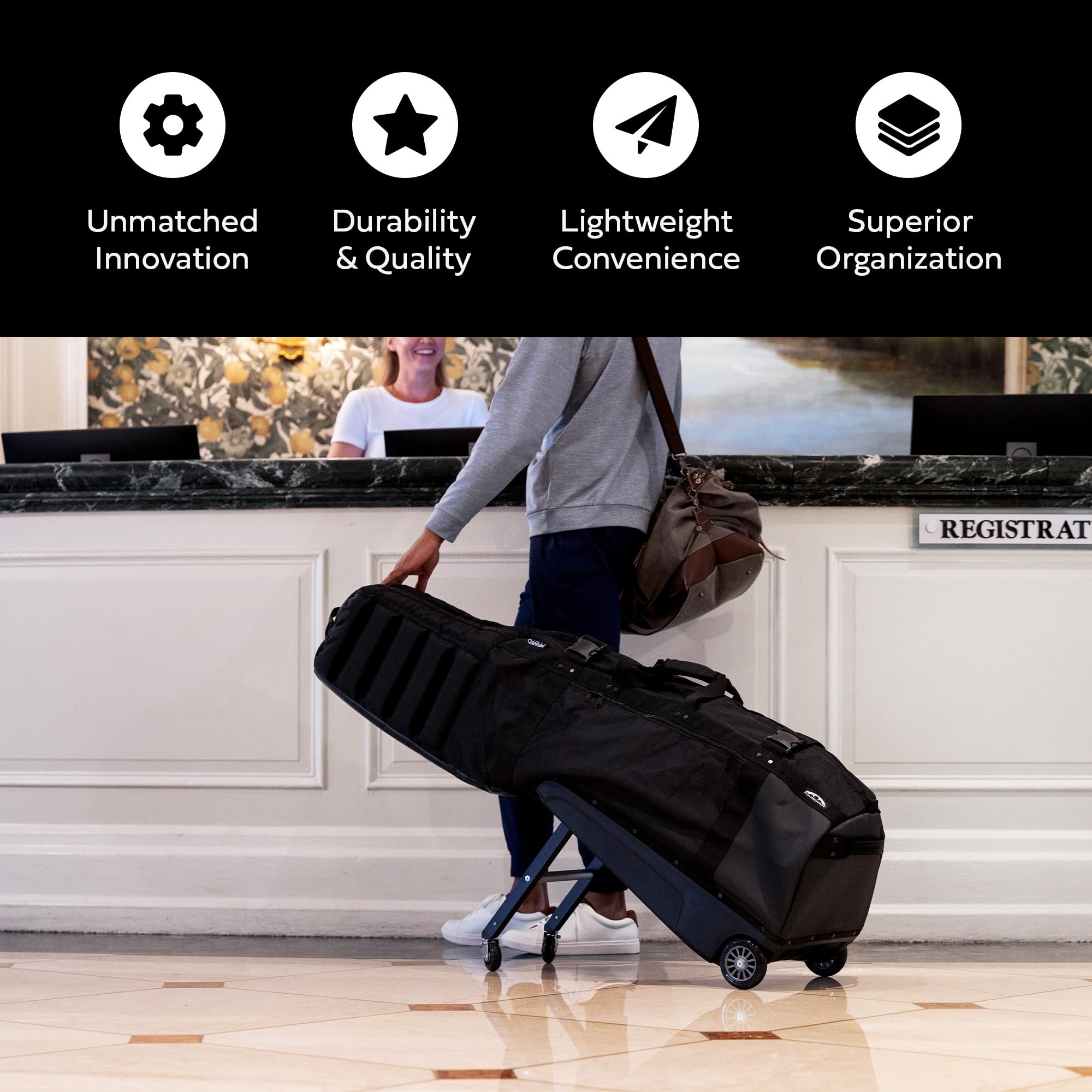 **Sun Mountain ClubGlider Meridian Premium Wheeled Golf Travel Bag - Heavy Duty Durable Golf Club Carrier with Dense Foam Padding & Spacious Storage - Best for Air Travel & Golf Vacations - Black**    (Note: This optimized title includes key SEO terms like 
