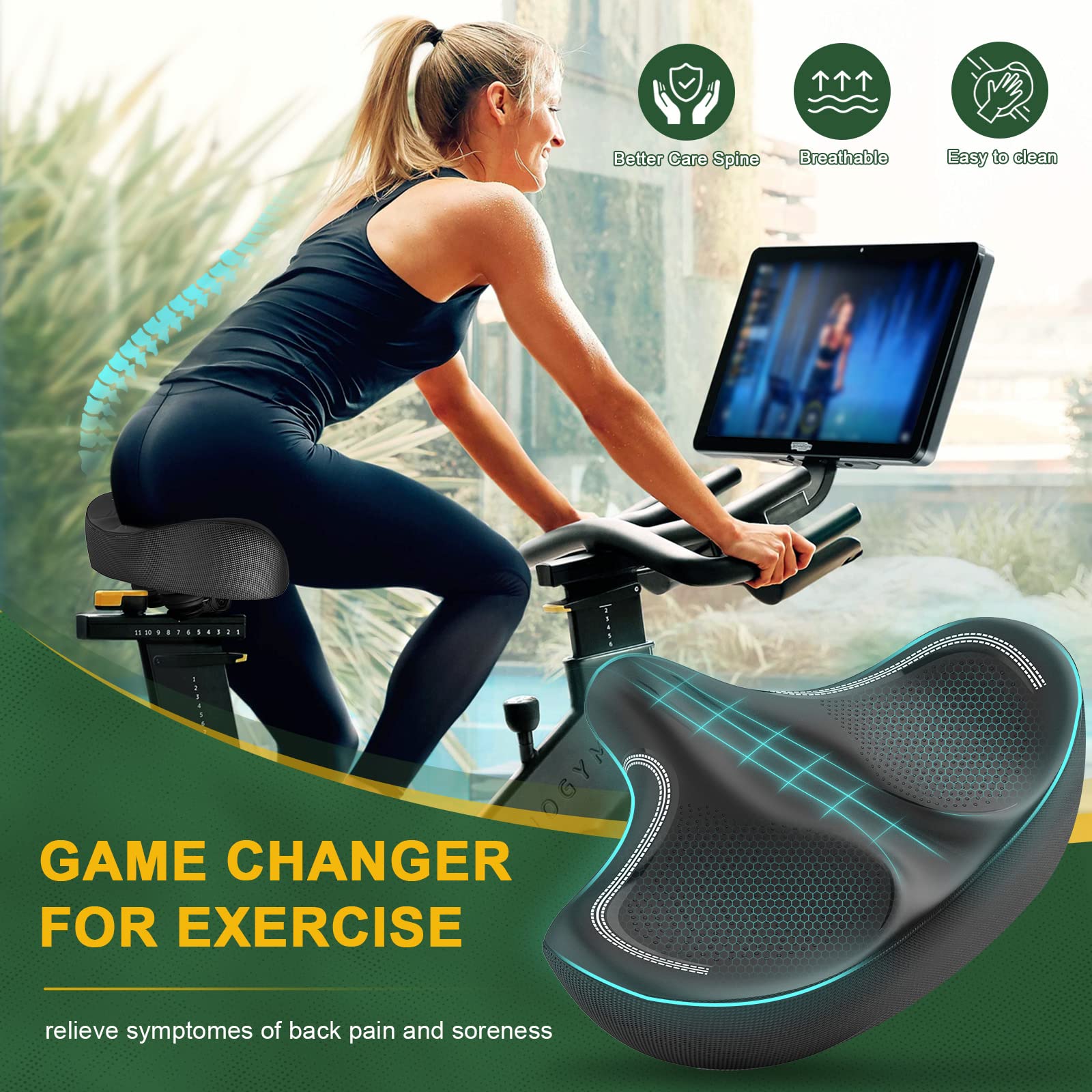 **Extra Wide Comfort Memory Foam Bike Seat - Noseless Oversized Bicycle Saddle Replacement for Electric, Exercise, Cruiser & Road Bikes - Ideal for Men & Women - Perfect for Long Rides, Commuting & Outdoor Cycling**