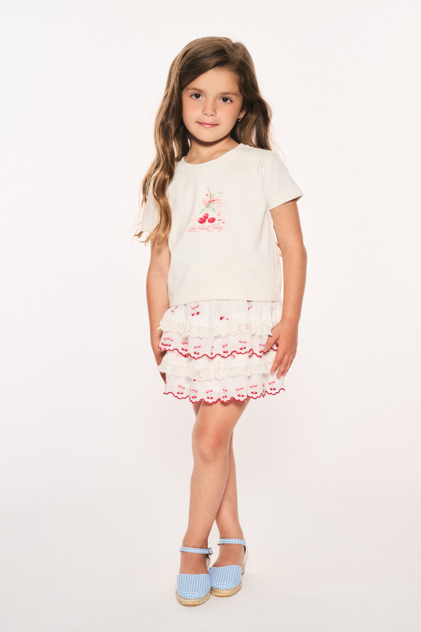 Briella Cherry Print Girls T-Shirt - Cute & Comfortable Casual Top for Kids - Perfect for School, Playdates & Everyday Wear