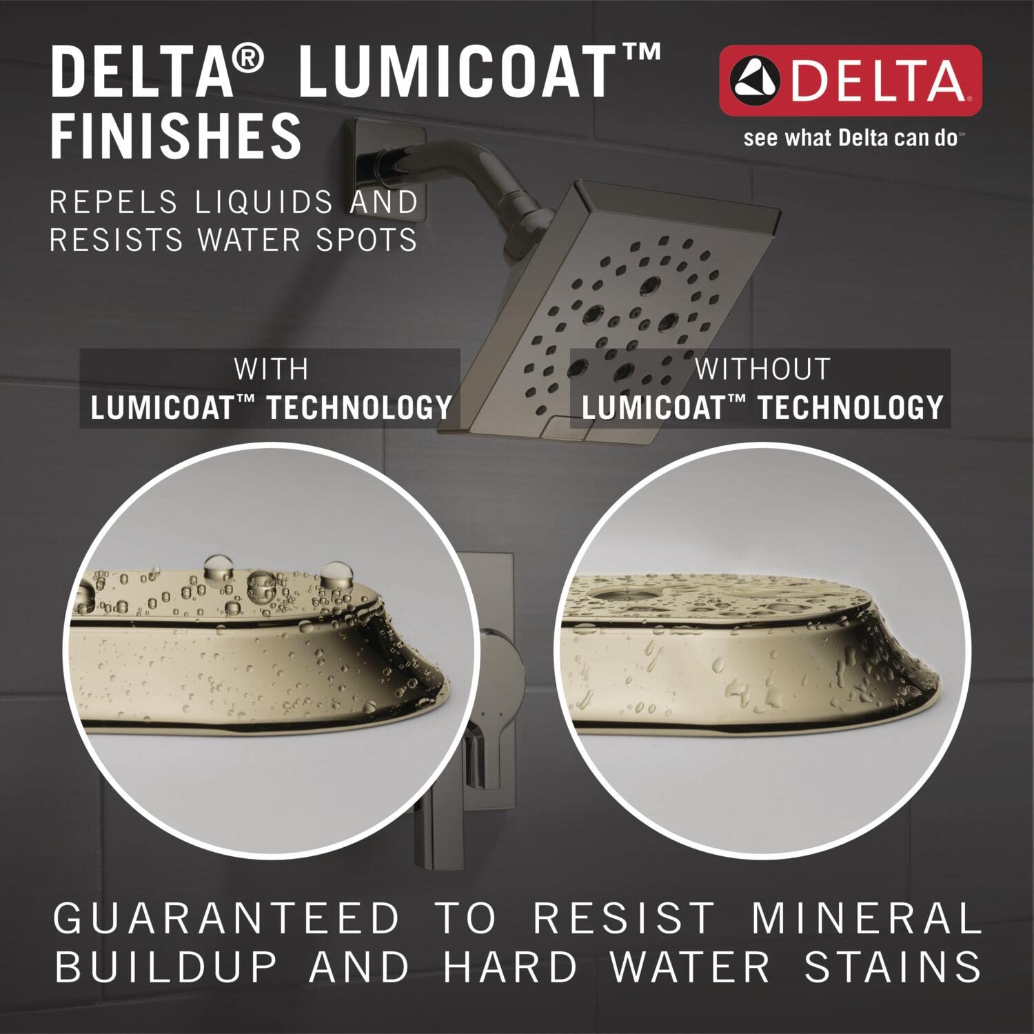 Delta 5-Spray Shower Head with H2Okinetic Technology - Polished Nickel Raincan Shower Head - 1.75 GPM Water Saving - Round Design for Modern Bathrooms - Perfect for Spa-Like Shower Experience at Home