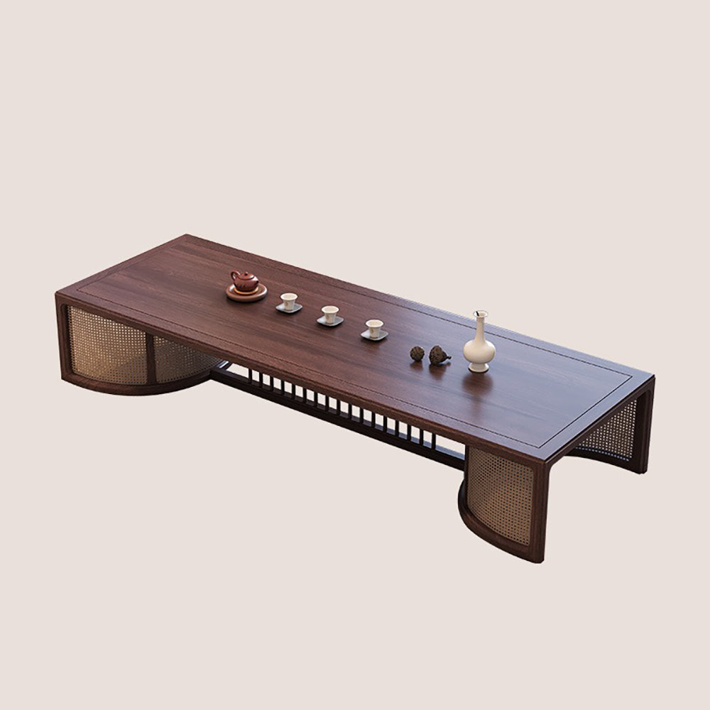 Premium Black Walnut Wood Japanese Style Tea Table Set - Traditional Zen Tea Ceremony Table with 4 Chairs - Handcrafted Dining Set for Home, Garden & Meditation Spaces