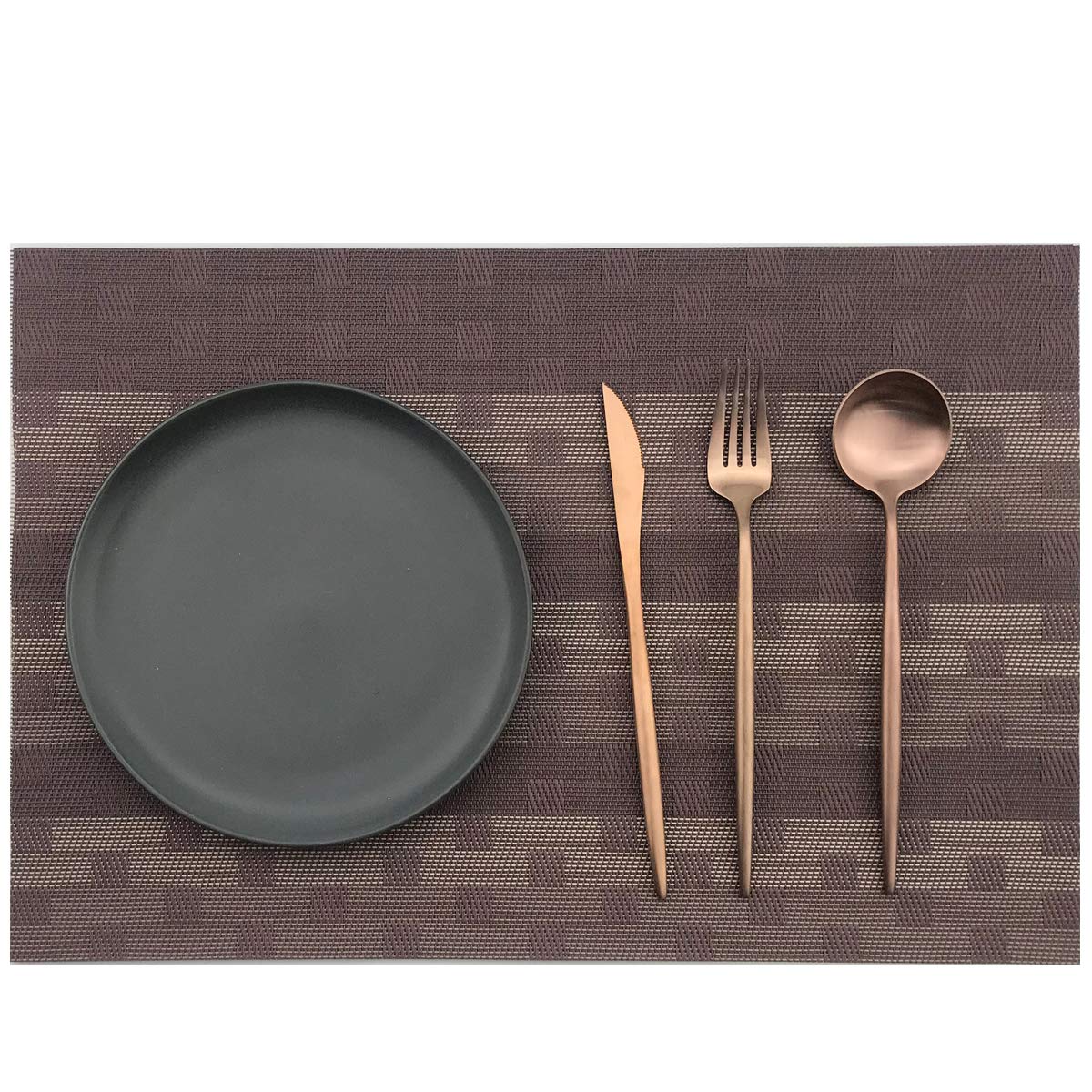 Gugrida Red PVC Placemats Set of 6 - Woven Vinyl Table Mats for Dining, Kitchen, and Party Decor - Waterproof & Durable Place Settings