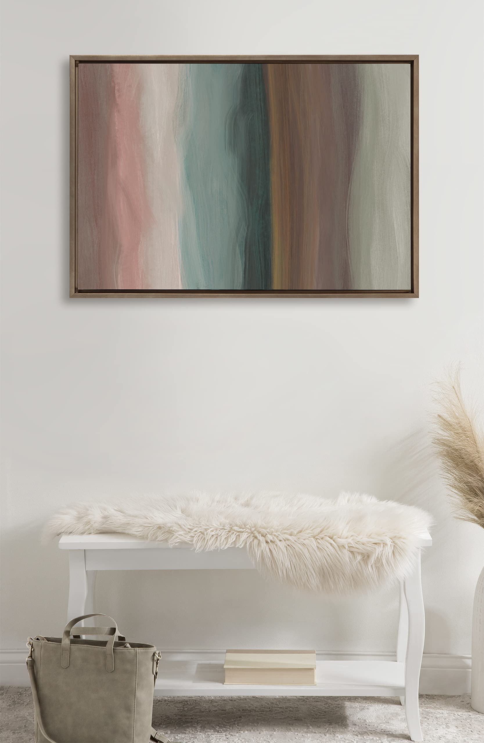 Kate & Laurel Sylvie Peace Framed Canvas Wall Art - 23x33 Inches Gold Abstract Print for Living Room, Bedroom & Office Decor | Calming Modern Artwork by Oris Eddu