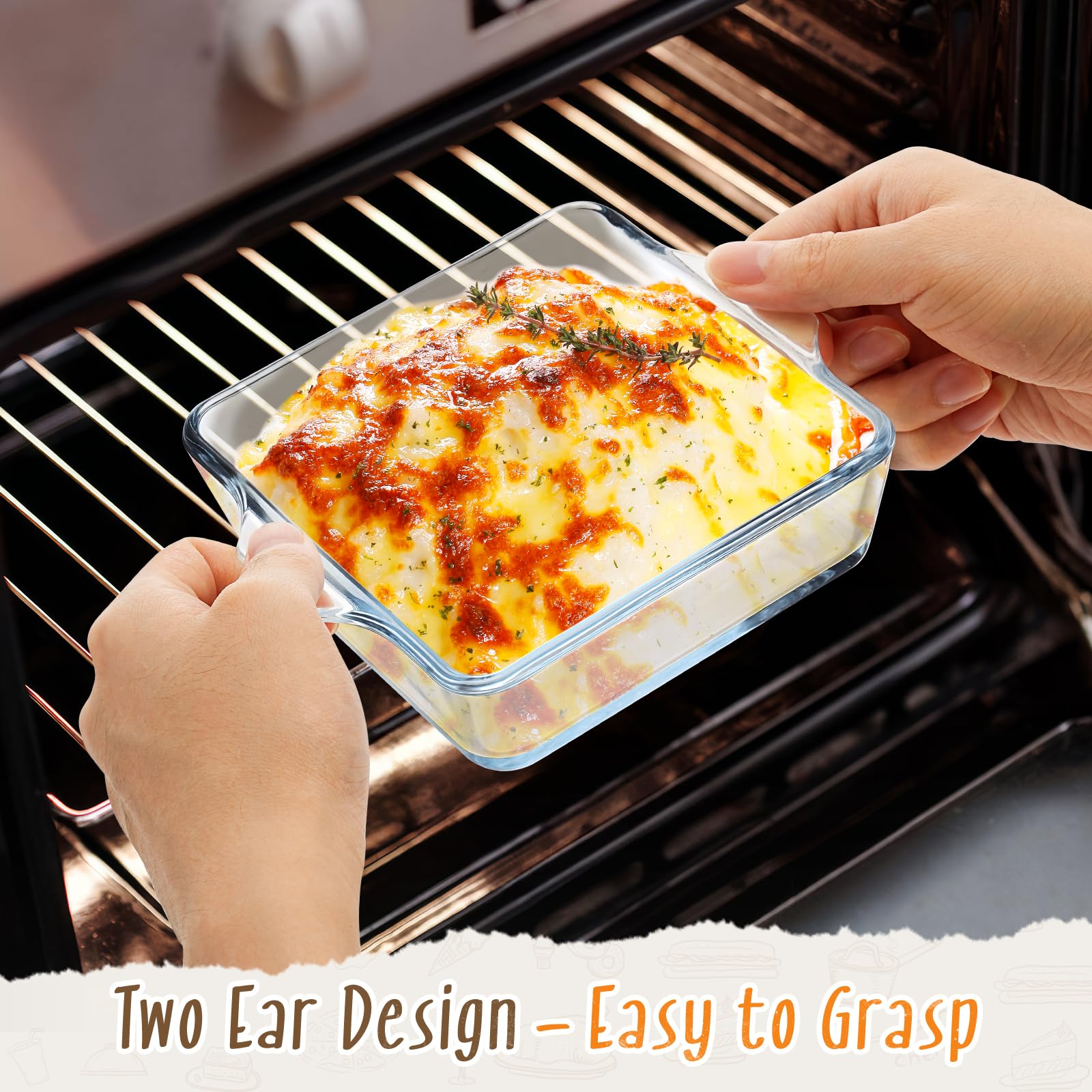 2-Piece Small Square Glass Baking Dishes Set - 5x5 Inch Oven-Safe Mini Casserole Dishes & Cake Pans for Individual Desserts, Lasagna, Side Dishes - Perfect for Home Baking, Meal Prep & Holiday Cooking