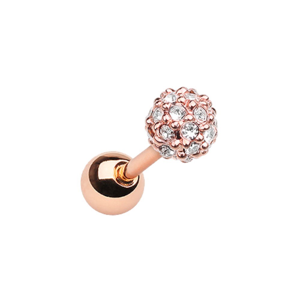 Rose Gold Full Dome Pave WildKlass Cartilage Tragus Earrings - Elegant Hoop Earrings for Women, Perfect for Daily Wear, Parties & Special Occasions