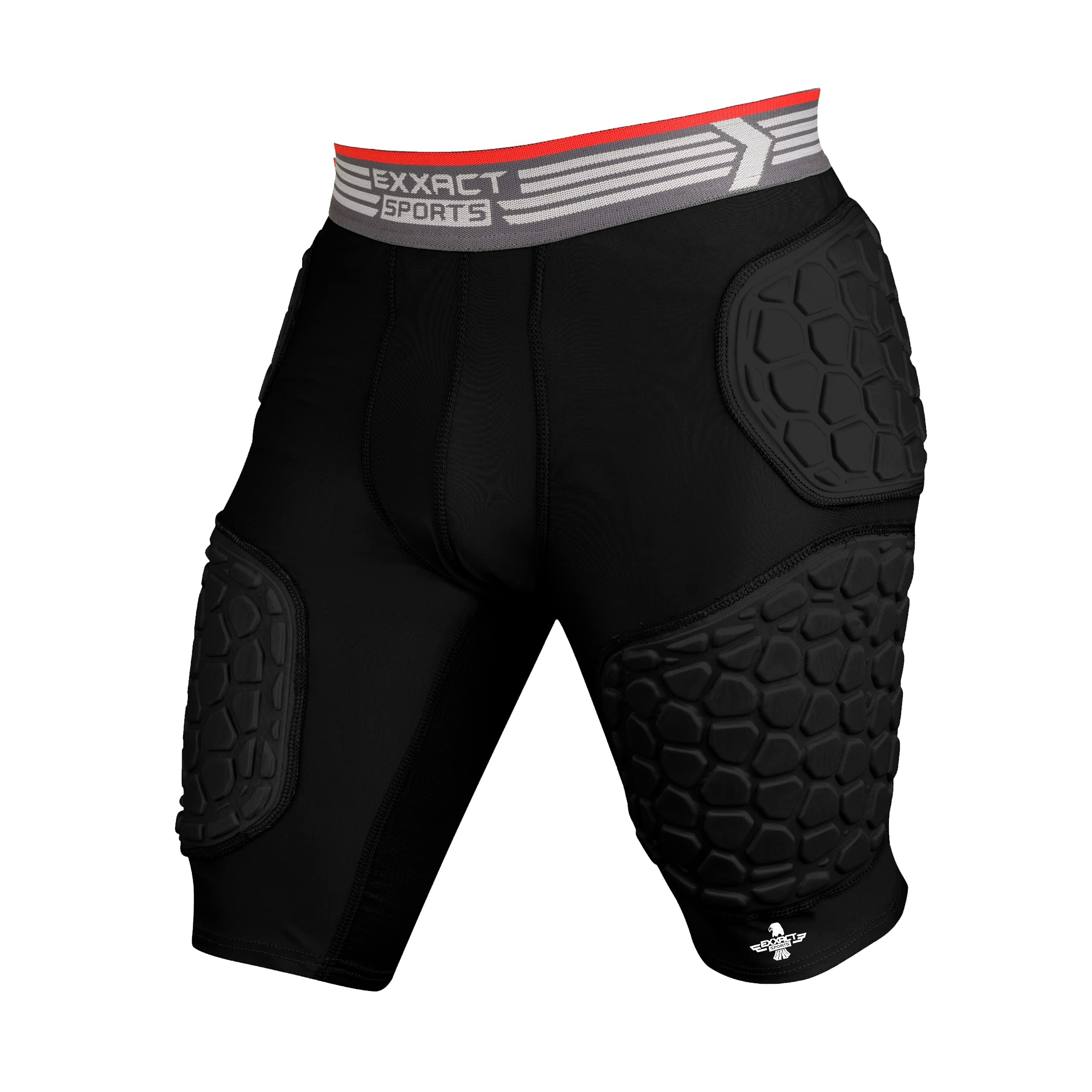 Exxact Sports Elite 5-Pad Football Girdle for Men - Padded Compression Shorts with Integrated Thigh, Hip & Tailbone Protection | Adult Football Protective Gear for Training & Games