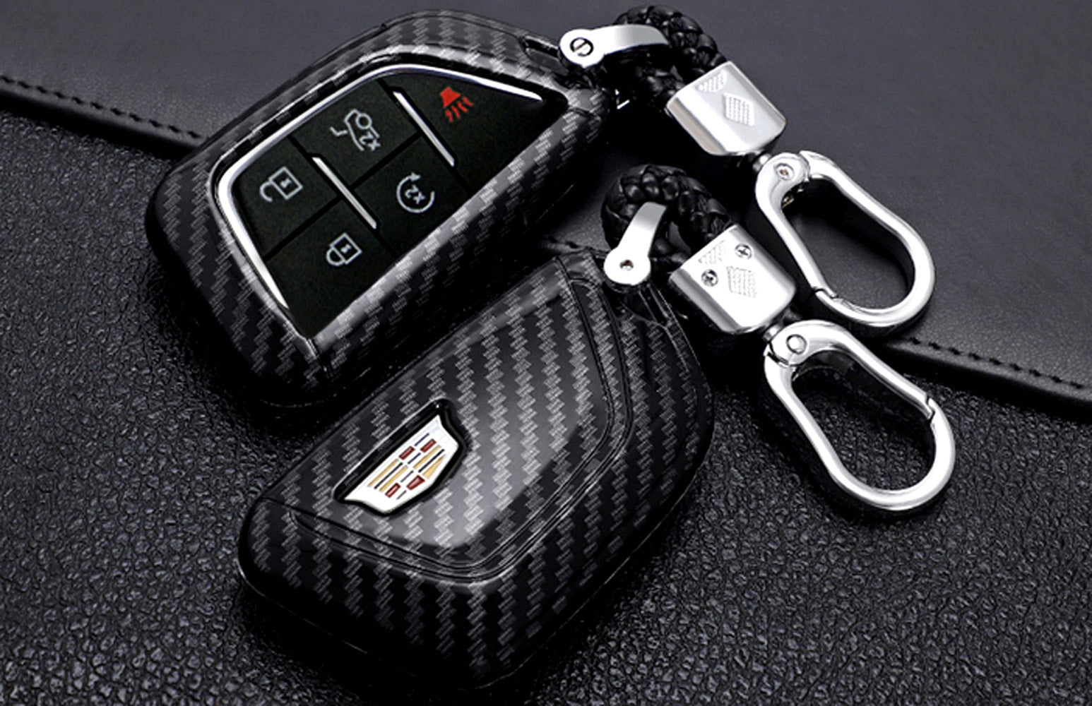 Premium Carbon Fiber Key Fob Cover Case for Cadillac CT5 CT6 XTS XT4 XT5 ATS (2015-2023 Models) - Durable Protection & Stylish Upgrade for Your Car Keys - Perfect for Everyday Use & Gift Giving