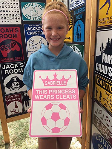 Personalized Princess Wears Cleats Sign - Custom Soccer Decor for Girls Room, Birthday Gift, Sports Locker Room - Fast Shipping USA