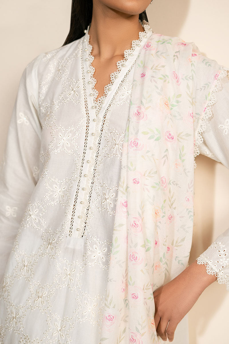 IVORY GLINT 3PC EMBROIDERED LAWN SUIT | Elegant Pakistani Formal Dress Set | Perfect for Weddings, Parties & Special Occasions