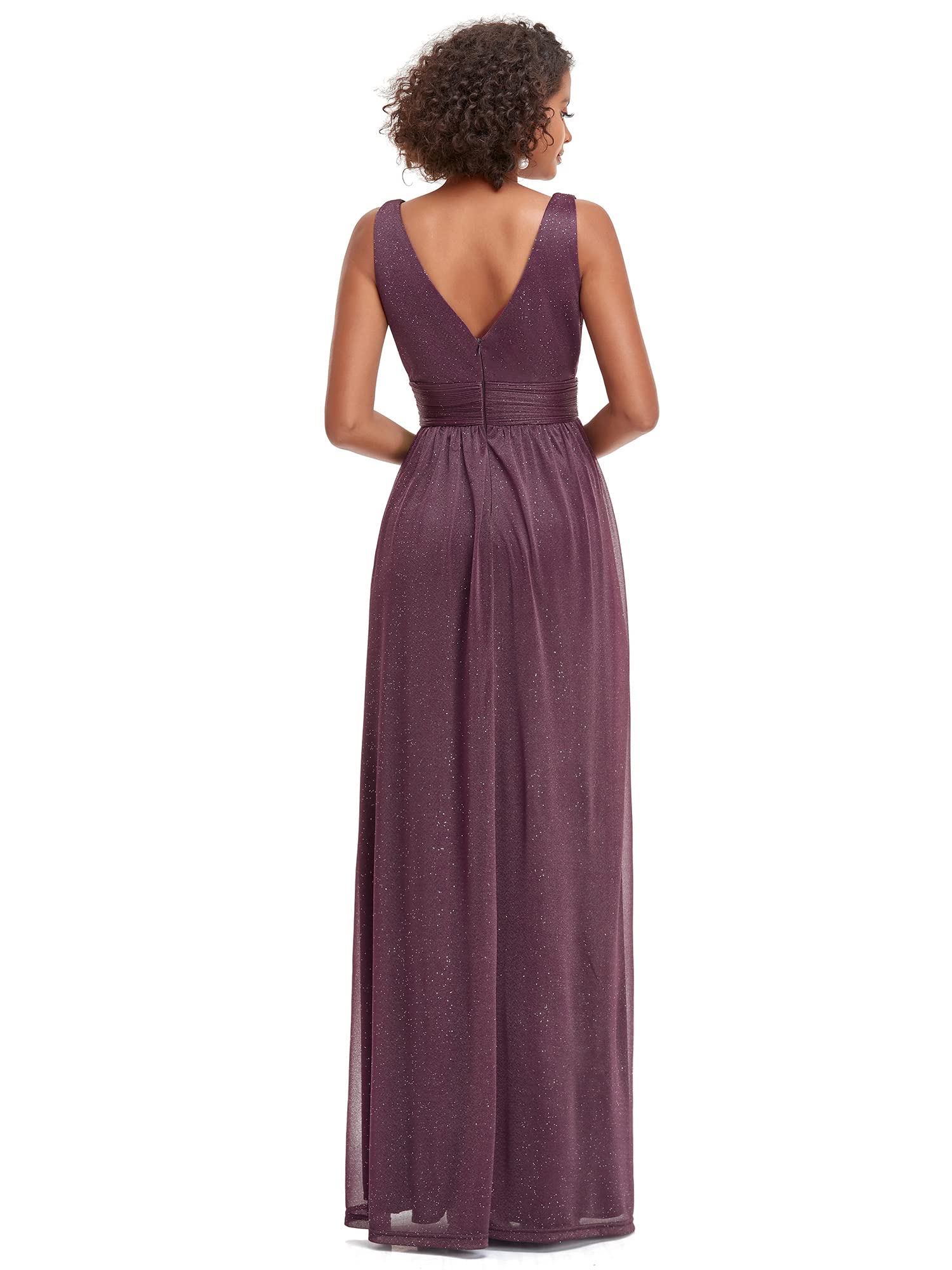 Ever-Pretty Women's V-Neck High Waist Glitter Maxi Evening Dress 07764 - Elegant Formal Gown for Prom, Wedding, Party & Special Occasions