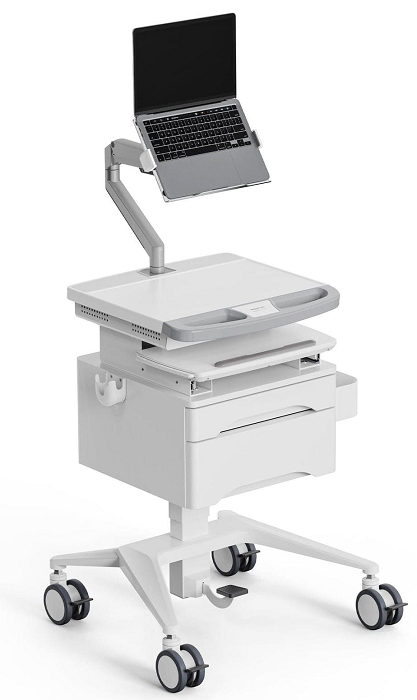 Mount It! MedHub Mobile Workstation with FREE Antimicrobial Wireless Keyboard & Mouse Combo - 7 Adjustable Height Options for Hospital, Clinic & Office Use
