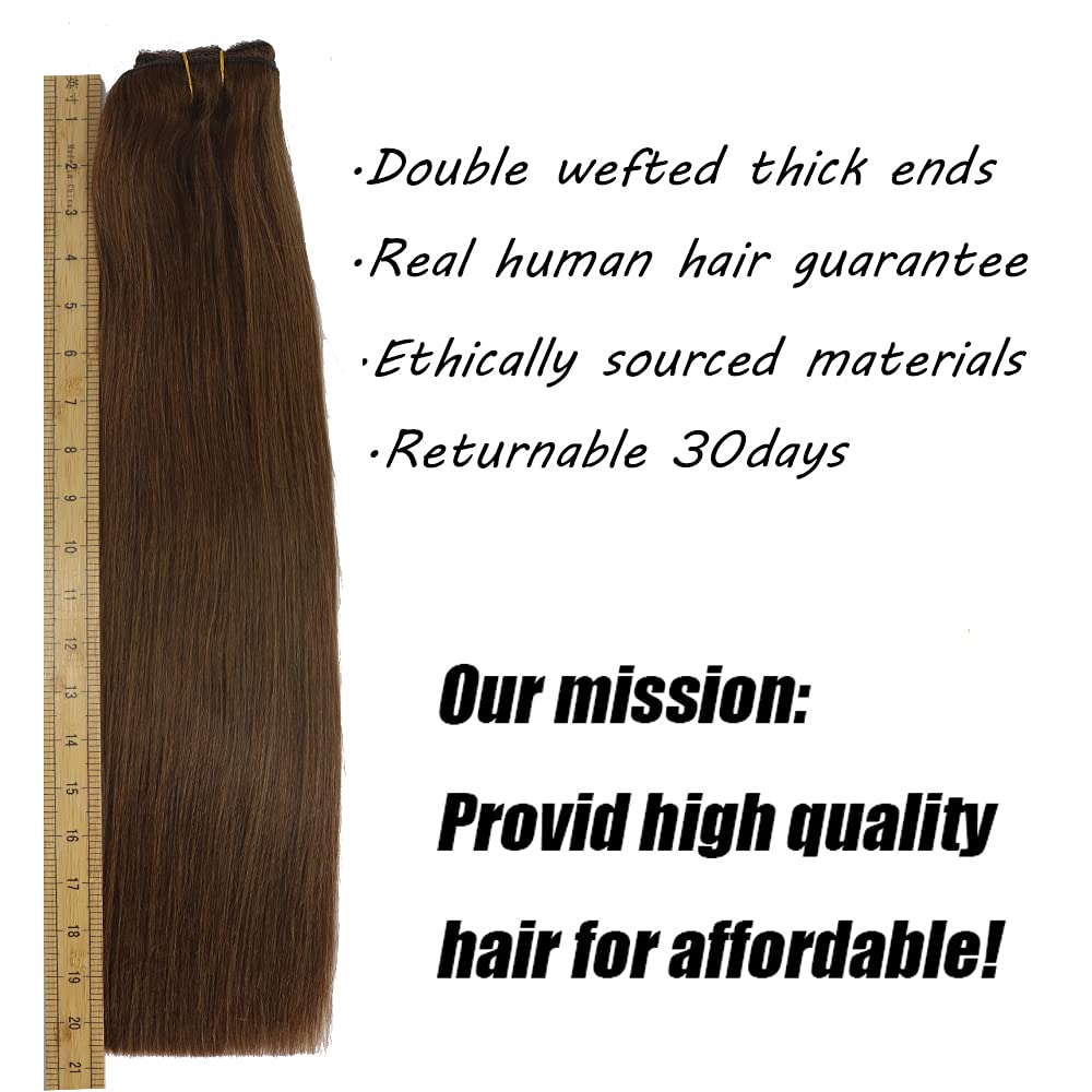 20 Inch Chocolate Brown Remy Human Hair Extensions – 120g Double Wefted Lace Clip-Ins with Thick Ends & Silky Soft Straight Texture | Perfect for Volume, Length & Styling for Parties, Weddings & Daily Wear