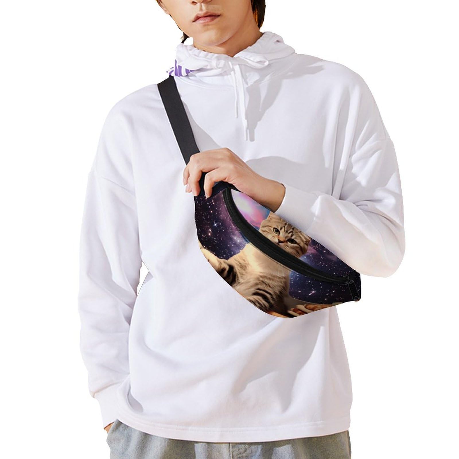 Stylish Adjustable Space Cat Belt Bag - Crossbody Waist Pouch for Women & Men | Perfect for Travel, Concerts & Everyday Use
