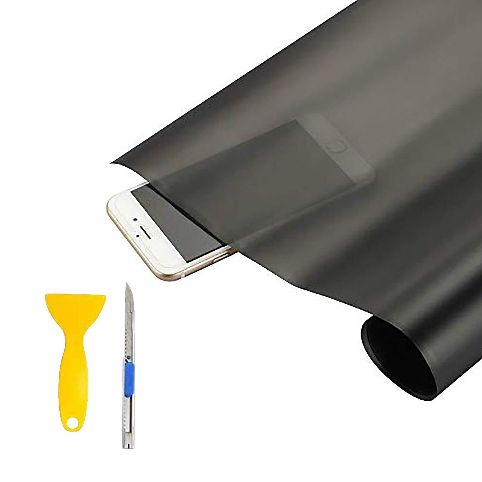 KOMAS 12” X 48” Matte Black Tint Vinyl Film Roll for Car Headlights, Tail Lights & Fog Lights - Includes Squeegee & Cutter - DIY Car Window Tinting, Light Protection & Style Upgrade