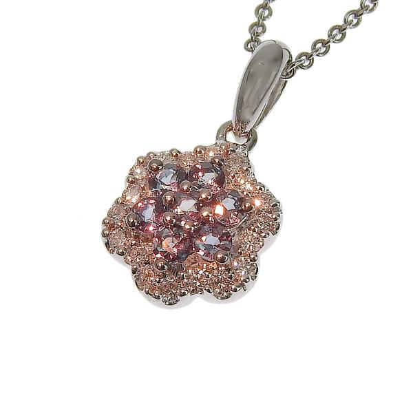 0.20ct Alexandrite & 0.11ct Diamond Flower Pendant Necklace in 18K White Gold | Vintage Jewelry for Weddings, Anniversaries & Special Occasions