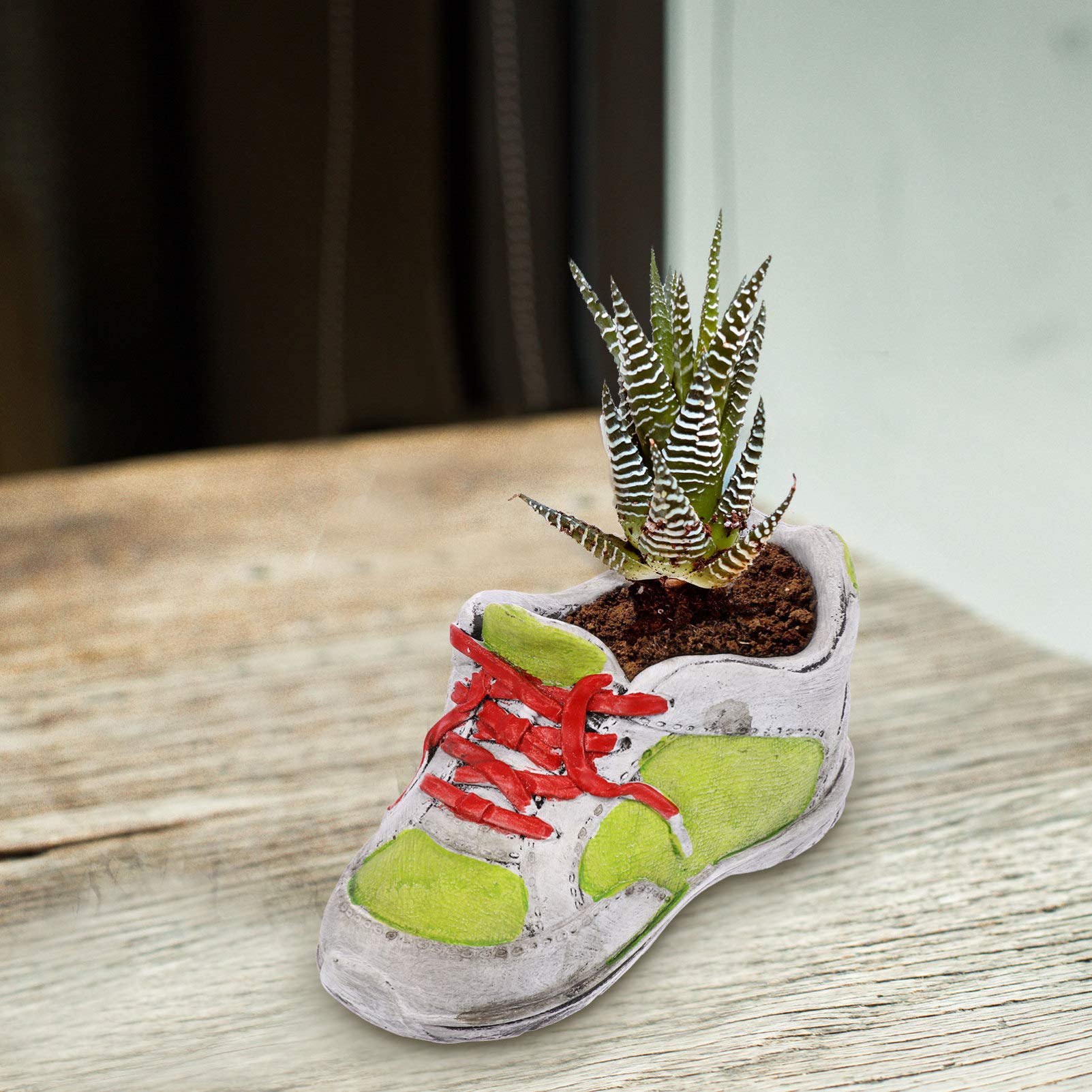 Creative Succulent Planter Boot Shoe Shape - Cute Cartoon Cactus Flower Pot with Pen Holder - Green Decorative Desk Planter for Office, Home & Garden Decor