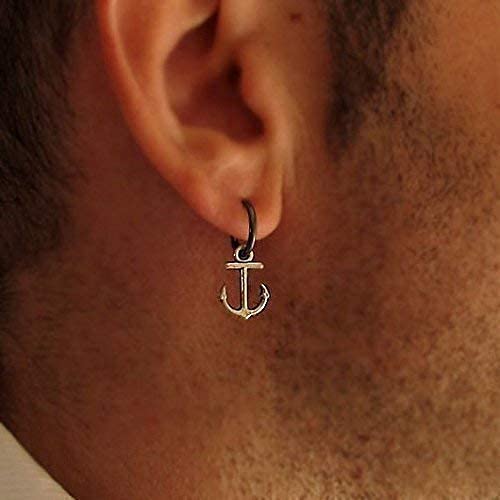 Sterling Silver Anchor Hoop Earrings for Men - Nautical Jewelry, Dangle Drop Earrings - Perfect for Gifts, Casual Wear & Beach Outfits