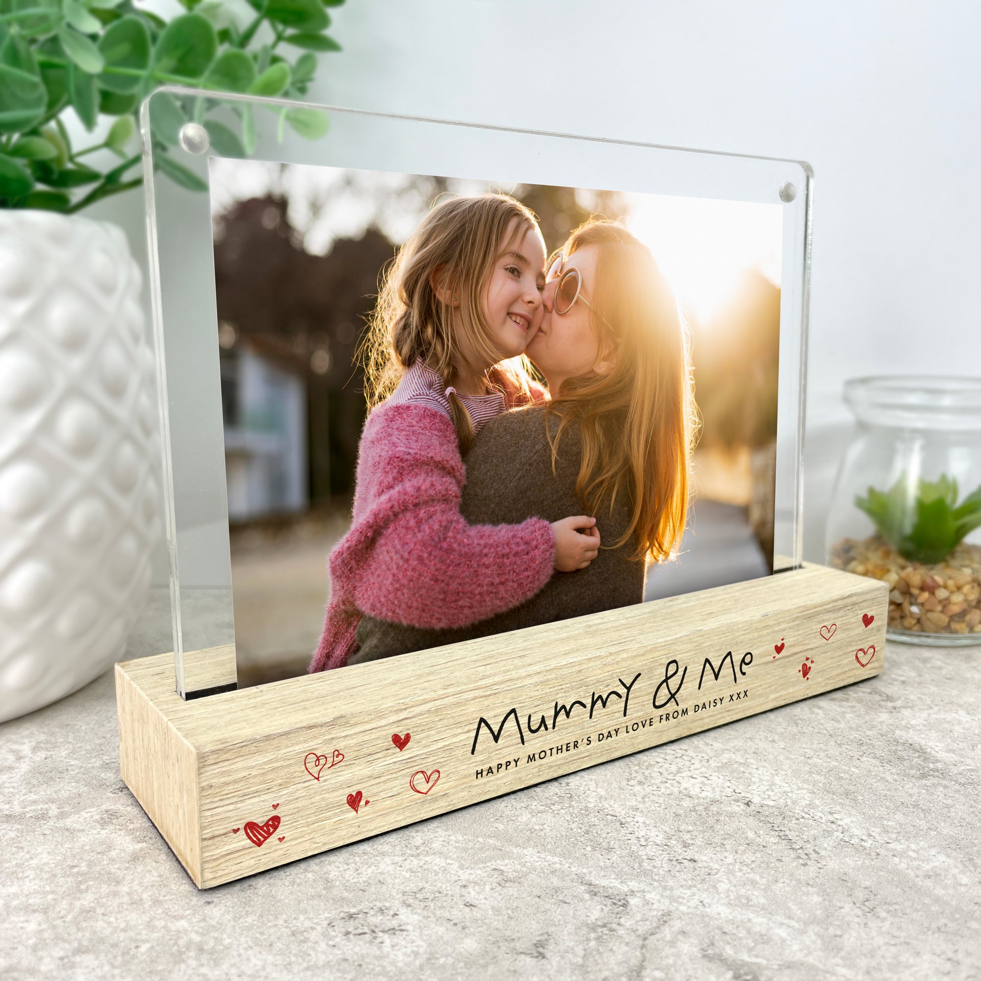 Personalized Kids Handwriting Style Wooden Base 6x4 Photo Frame - Perfect for Children's Room Decor, Nursery Wall Art & Gift for Birthdays, Christmas